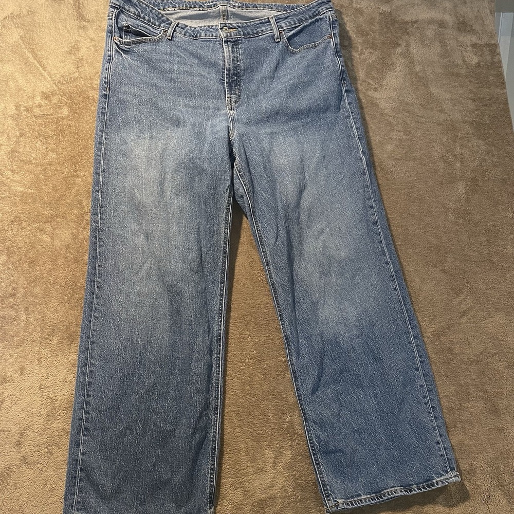 Old Navy Jeans Womens 20 Plus Extra High Rise Ski High Wide Leg Pants Light Blue